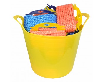 Bucket of 10mm x 10m Assorted Colour Polypropylene Rope