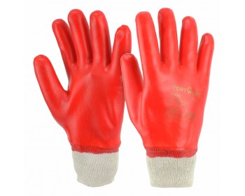 Red PVC Coated Knitwrist Gloves (Size 9)