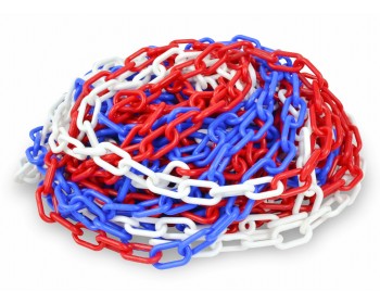 8mm x 25m Red/White/Blue Plastic Chain